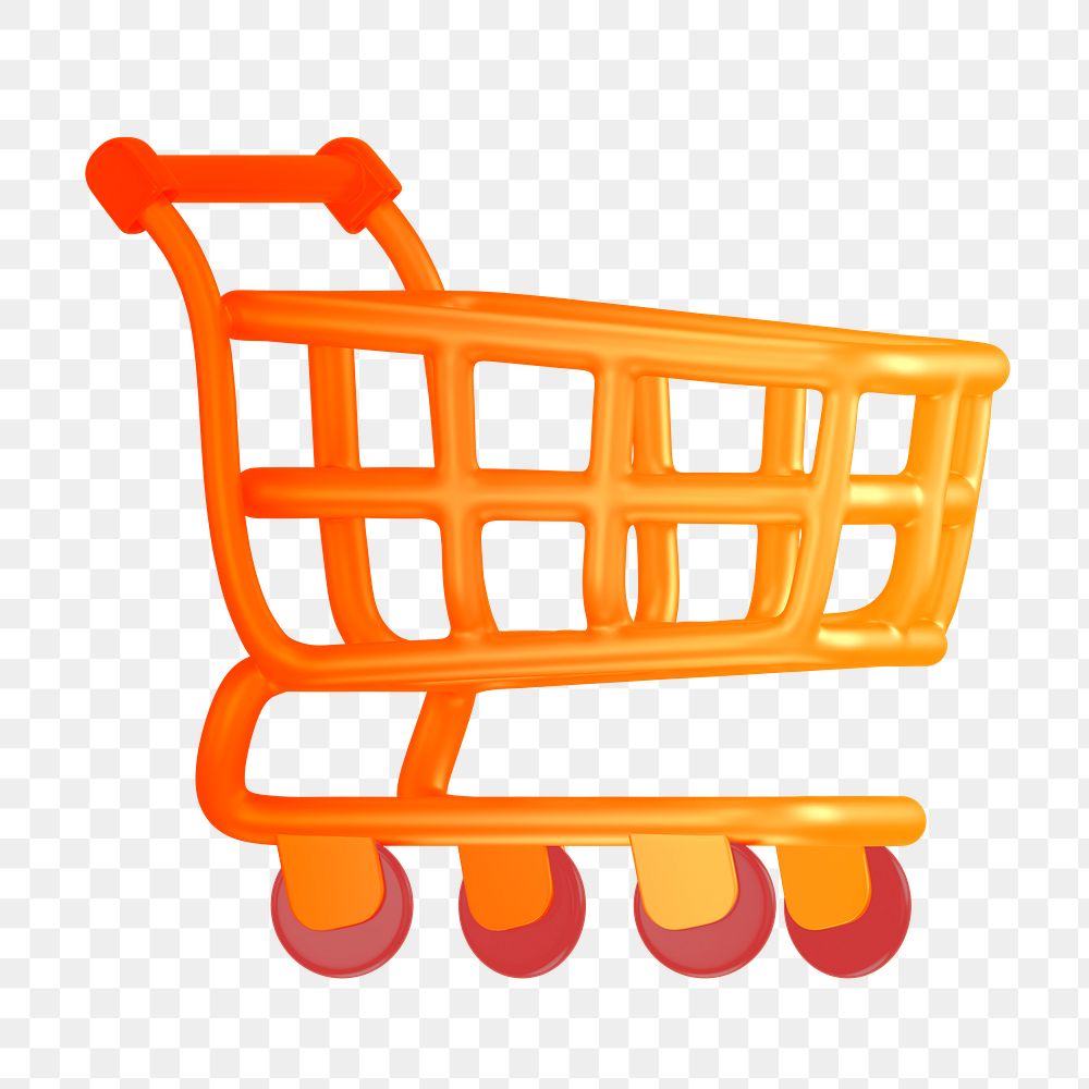 Shopping cart icon  png sticker, 3D gradient design, transparent background