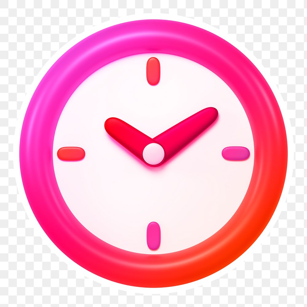 Pink clock  png sticker, transparent background