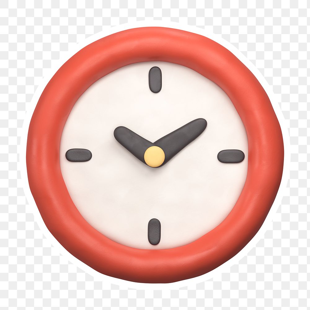 Red clock  png sticker, transparent background