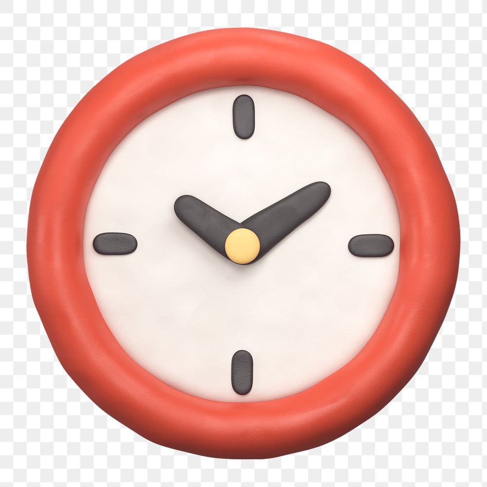 Clock icon  png sticker, 3D clay texture design, transparent background