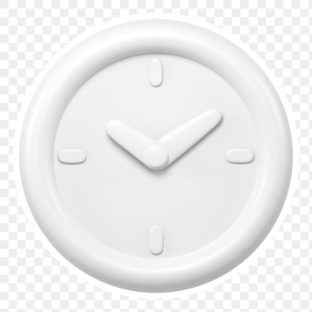White clock  png sticker, transparent background