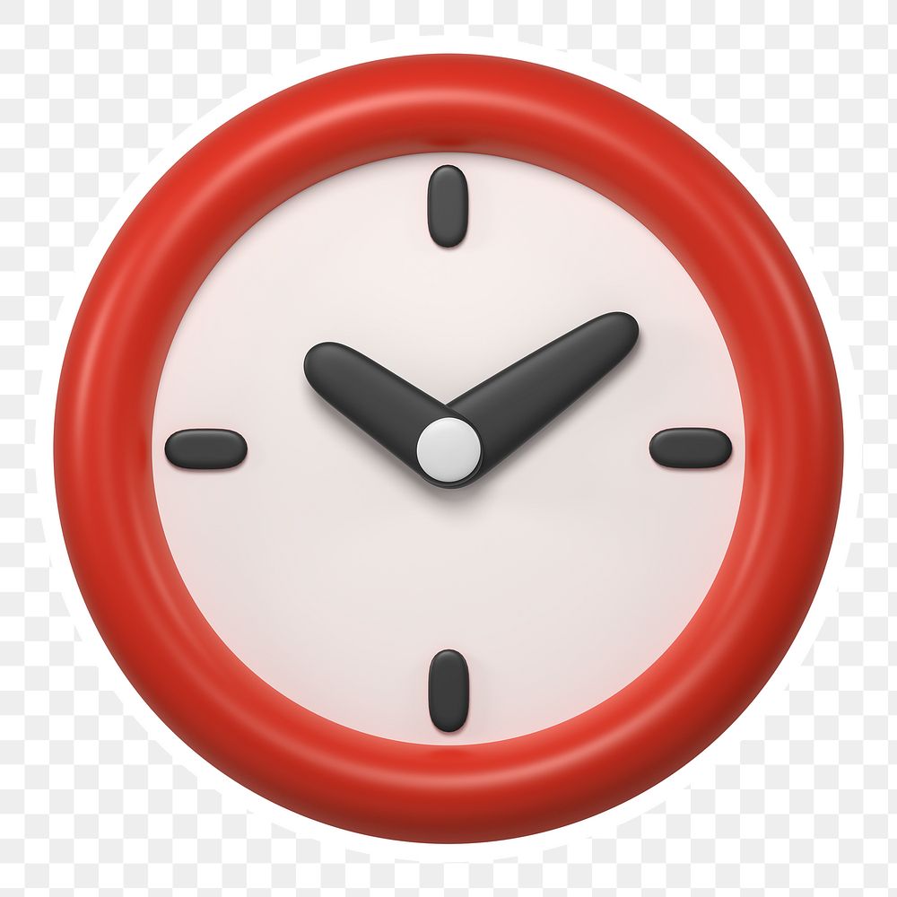 Red clock  png sticker, transparent background