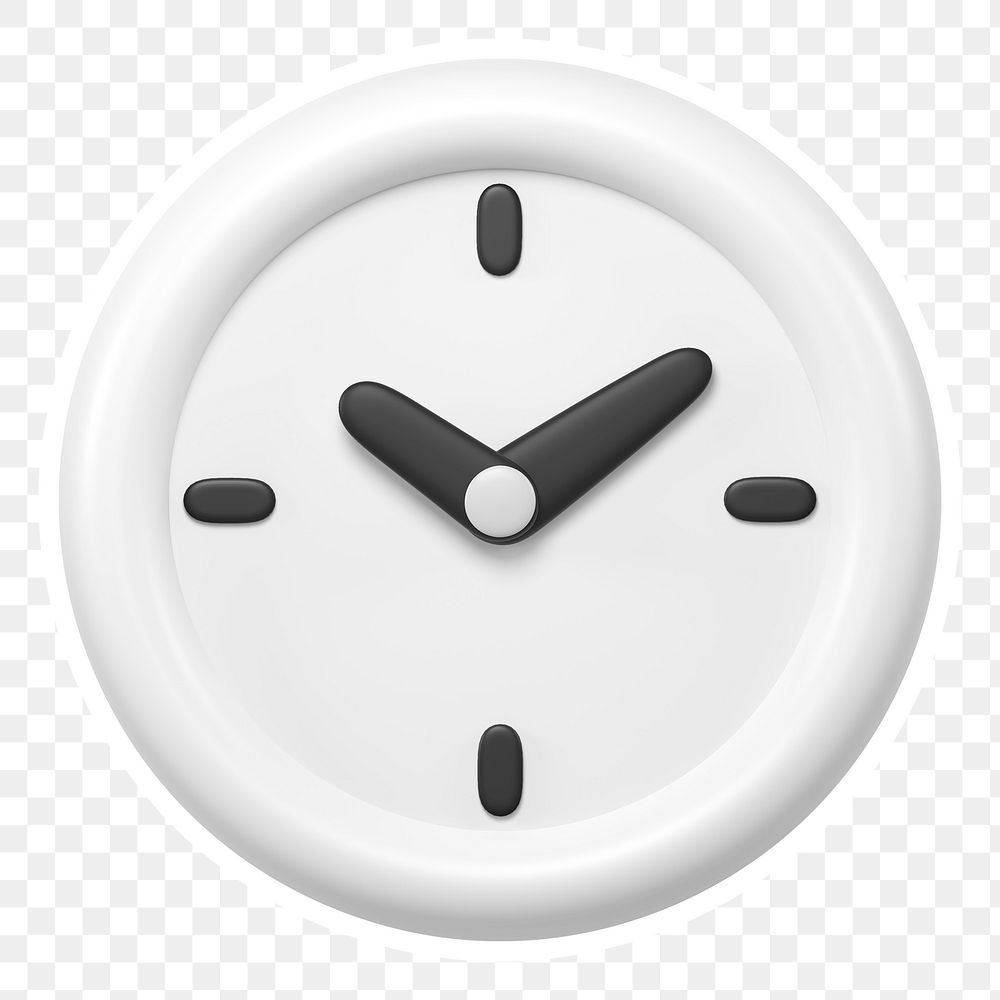 White clock  png sticker, transparent background