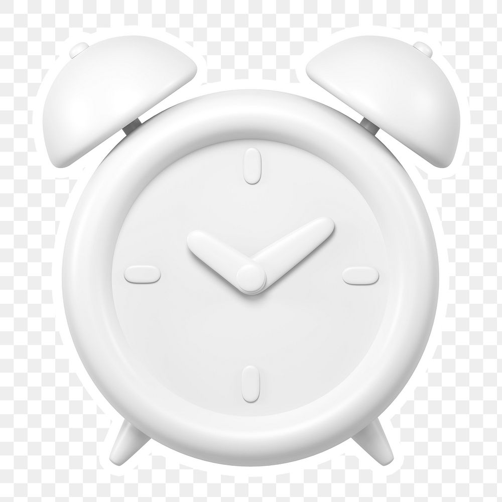 White alarm clock  png sticker, transparent background