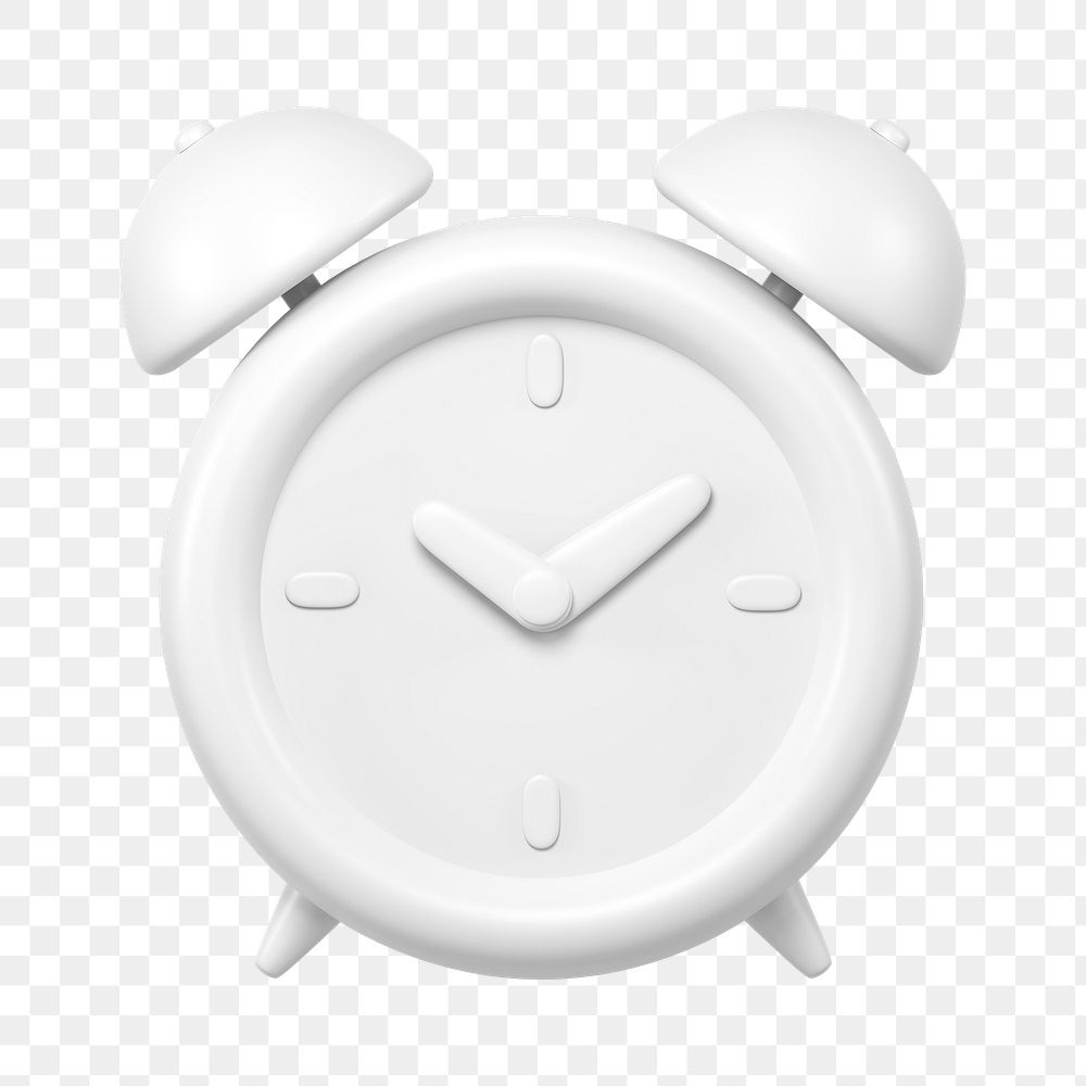 Alarm clock icon  png sticker, 3D minimal illustration, transparent background