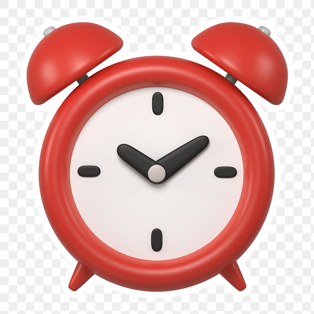 Red alarm clock  png sticker, transparent background