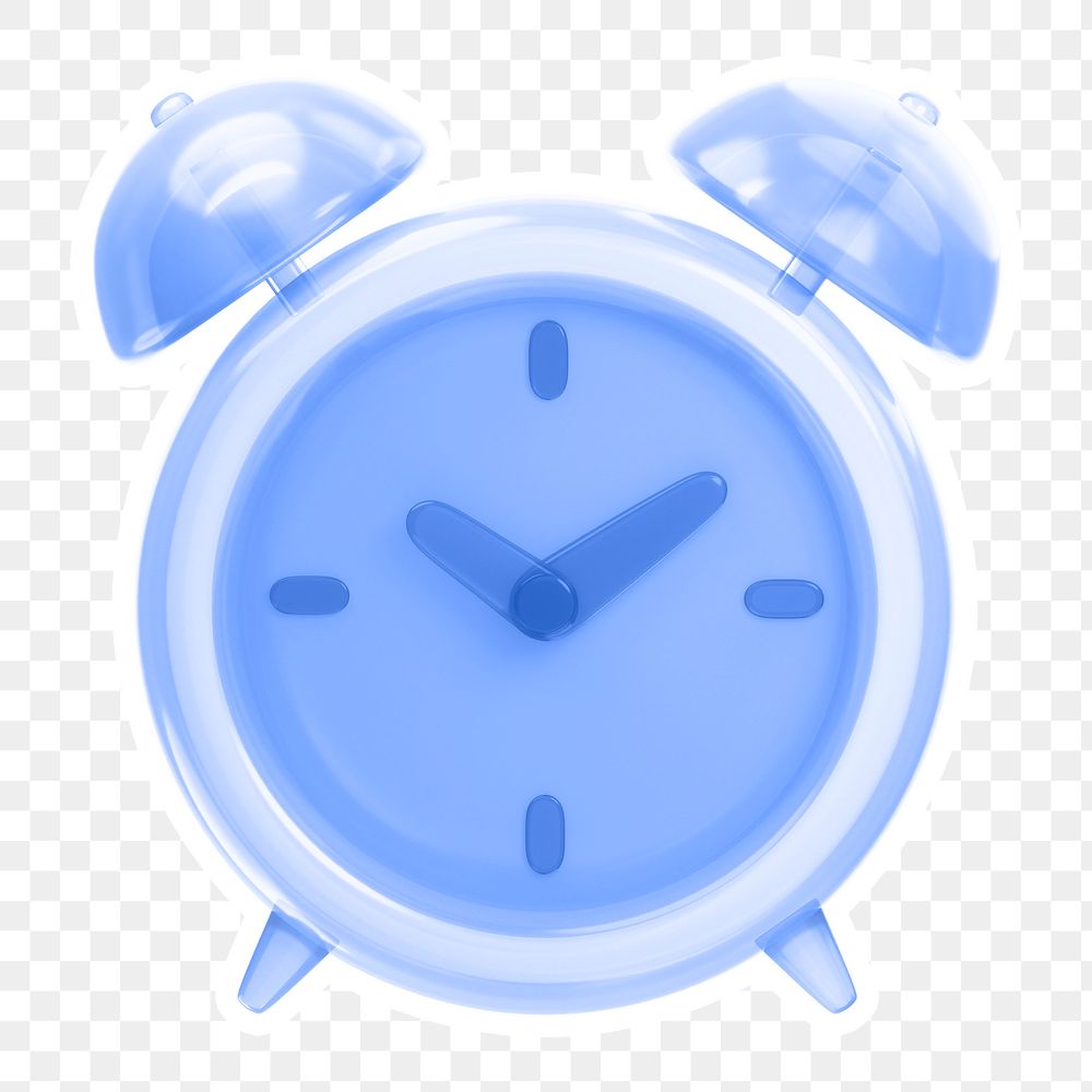 Blue alarm clock  png sticker, transparent background