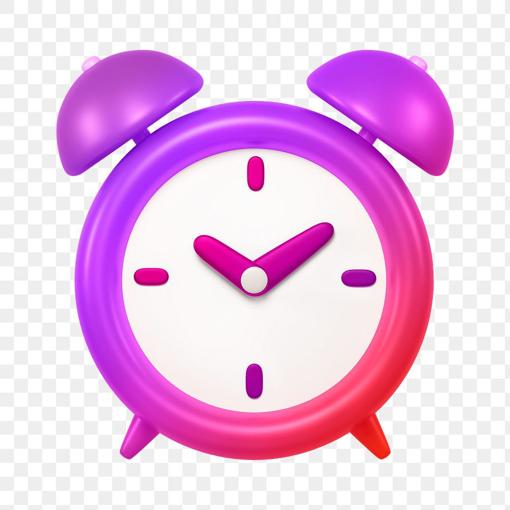 Alarm clock icon  png sticker, 3D gradient design, transparent background