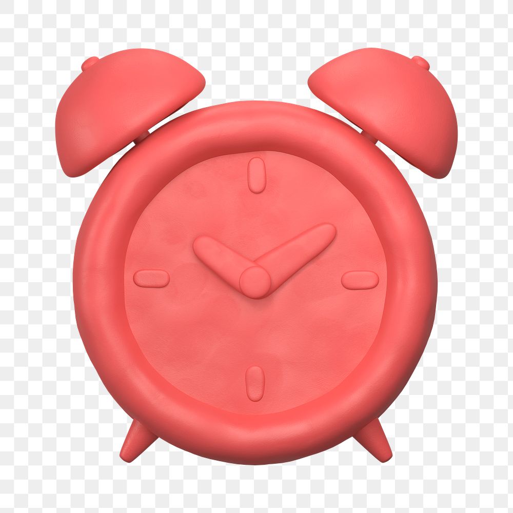 Alarm clock icon  png sticker, 3D clay texture design, transparent background