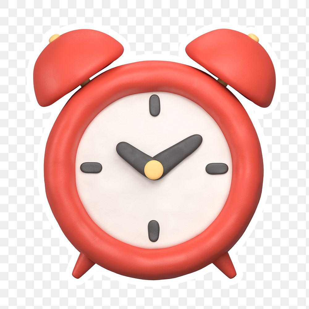 Red alarm clock  png sticker, transparent background