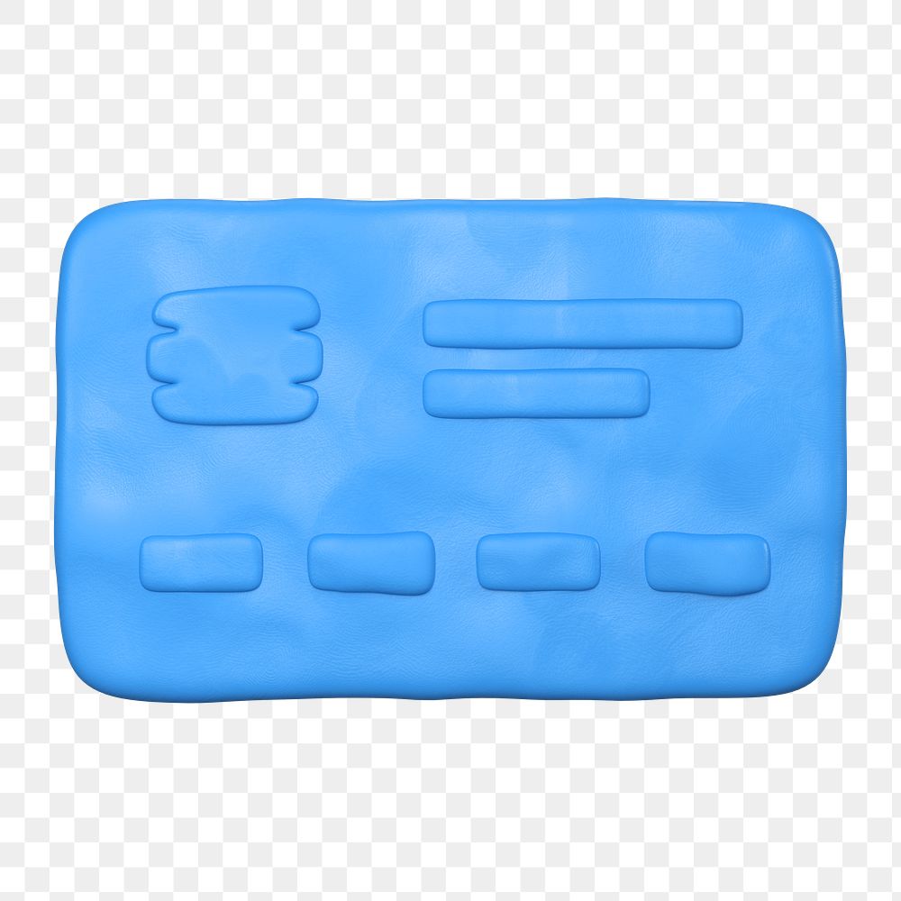 Credit card icon  png sticker, 3D clay texture design, transparent background