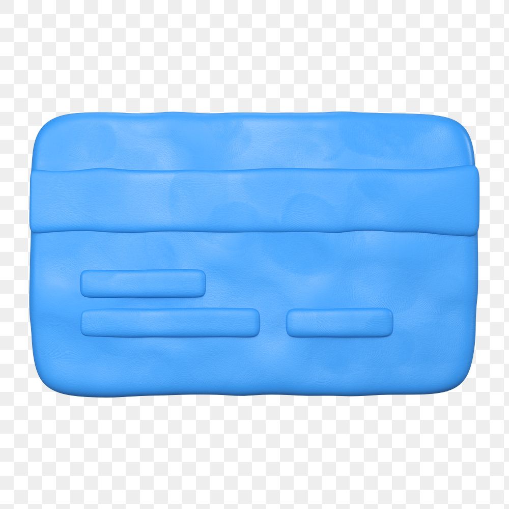 Credit card icon  png sticker, 3D clay texture design, transparent background