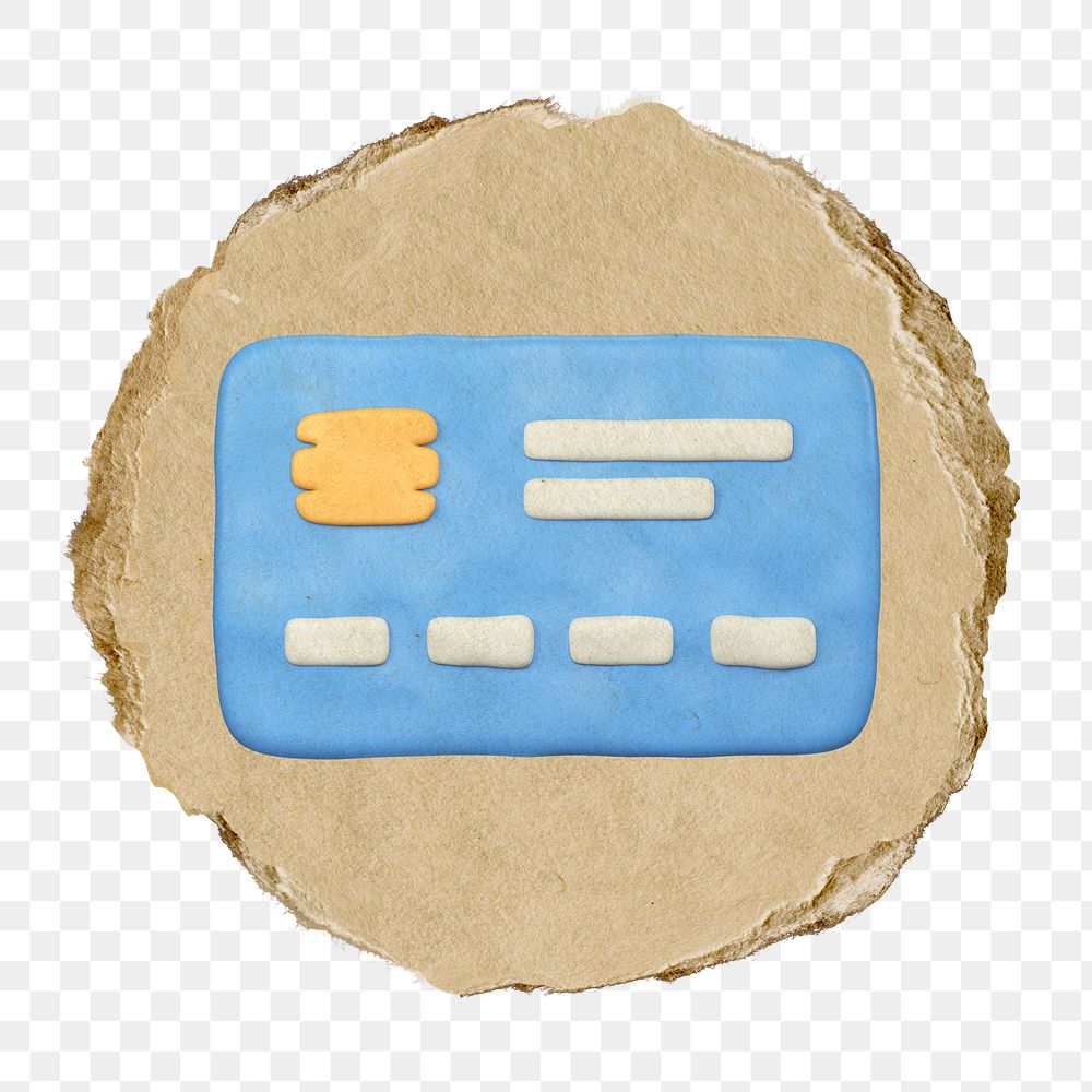 Credit card   png sticker,  3D ripped paper, transparent background