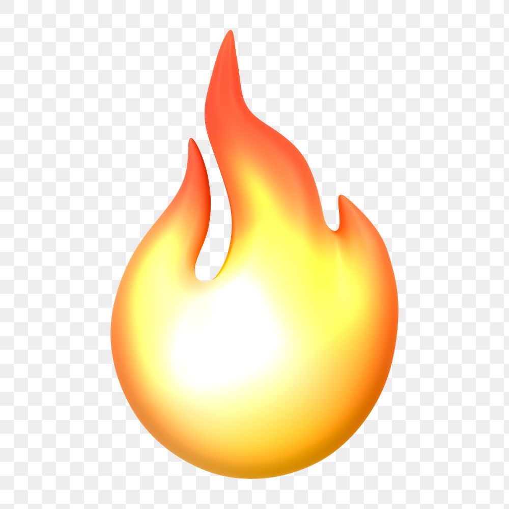 Flame icon  png sticker, 3D neon glow, transparent background