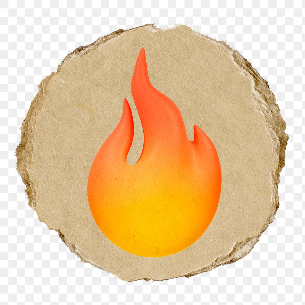 Fire flame  png sticker,  3D ripped paper, transparent background