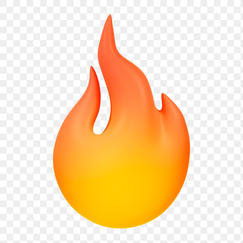 Flame icon  png sticker, 3D gradient design, transparent background