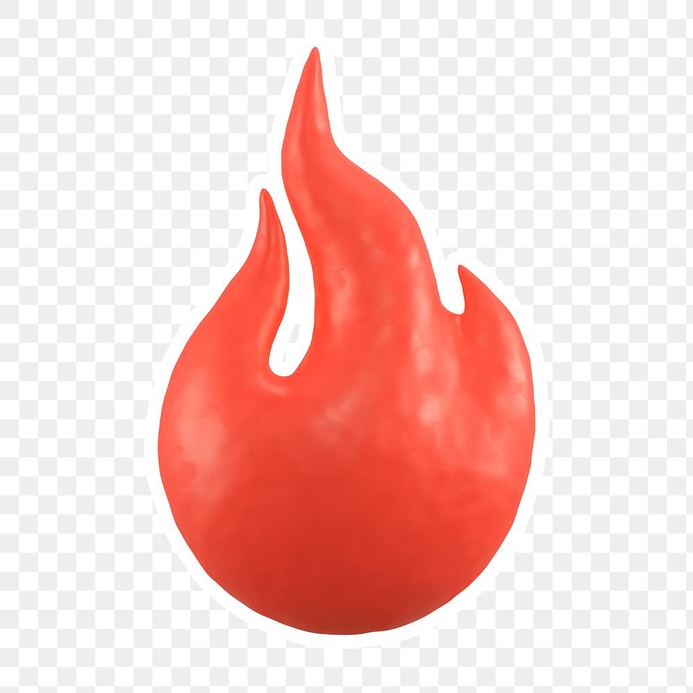 Red flame  png sticker, transparent background