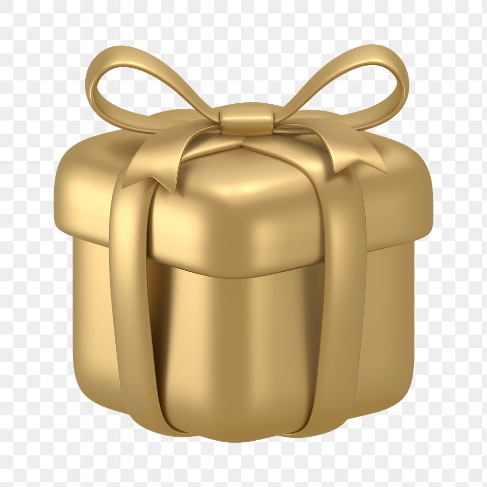 Gift, reward icon  png sticker, 3D gold design, transparent background