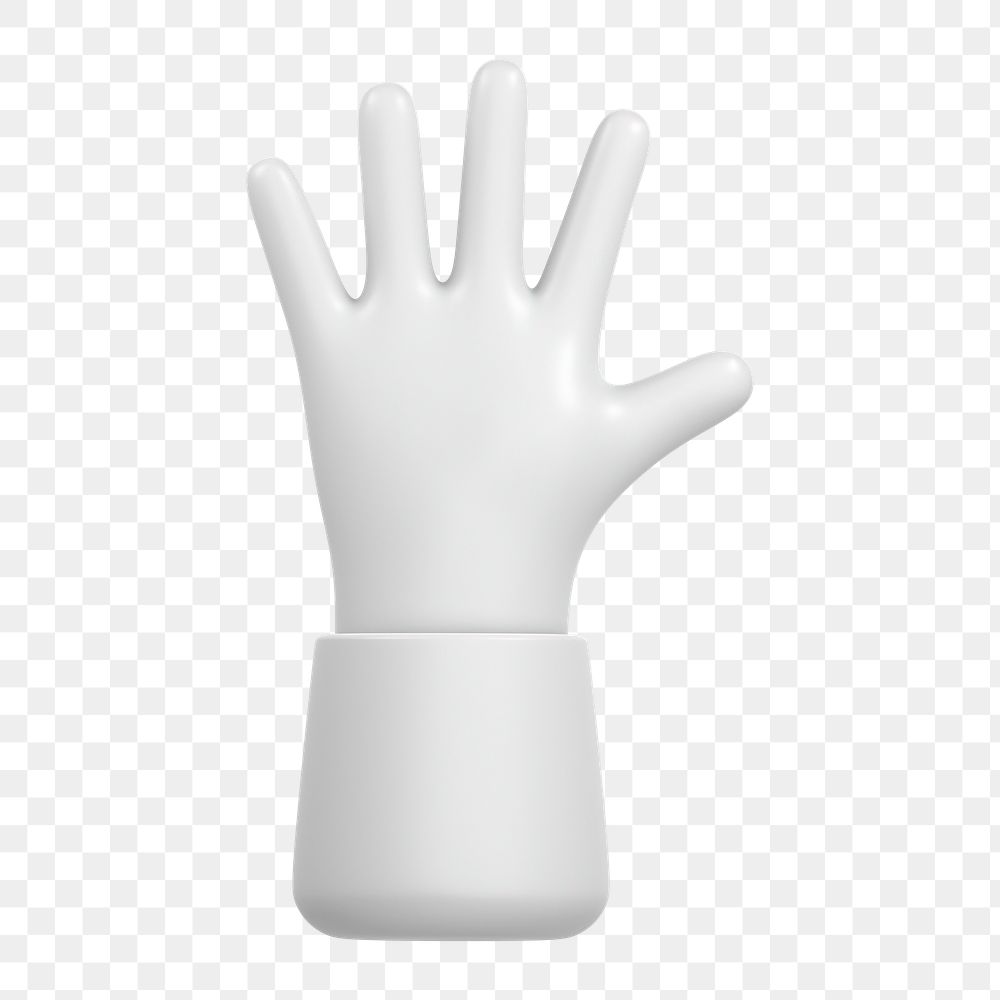 White hand icon  png sticker, 3D minimal illustration, transparent background