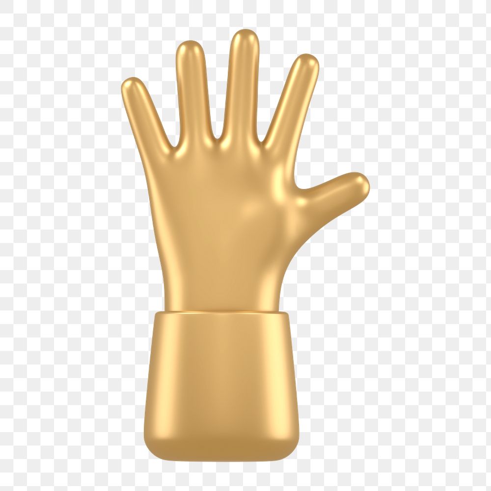 Gold hand icon  png sticker, 3D gold design, transparent background