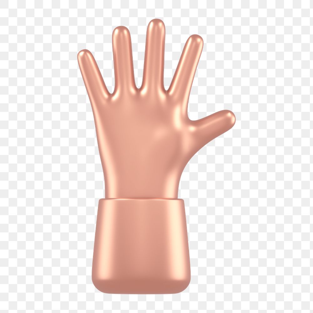 Pink hand icon  png sticker, 3D rose gold design, transparent background