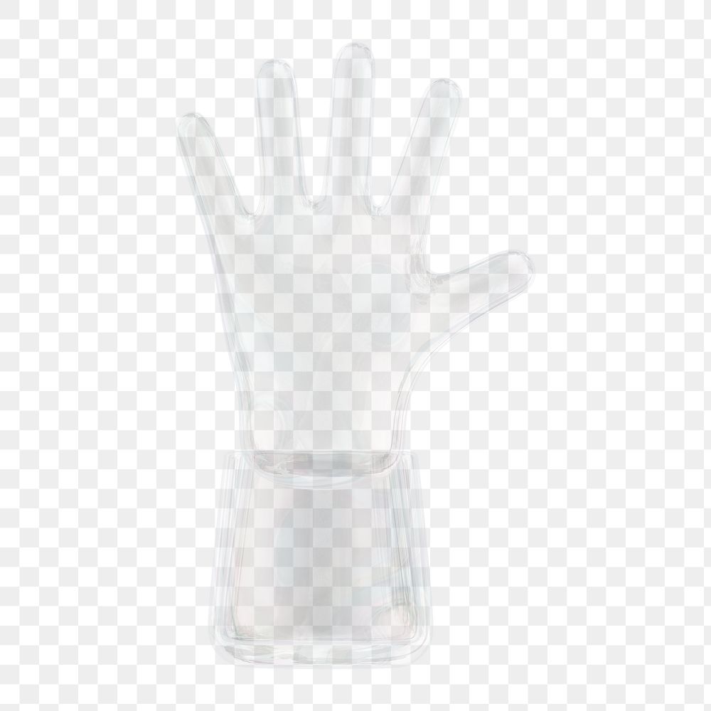 Hand icon  png sticker, 3D crystal glass, transparent background