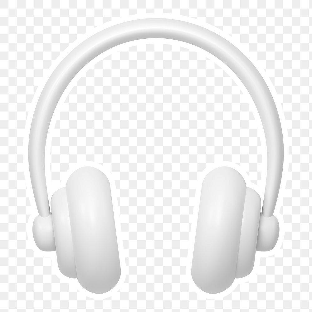 White headphones  png sticker, transparent background