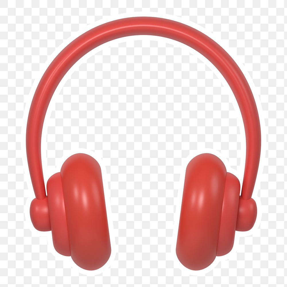 Red headphones  png sticker, transparent background