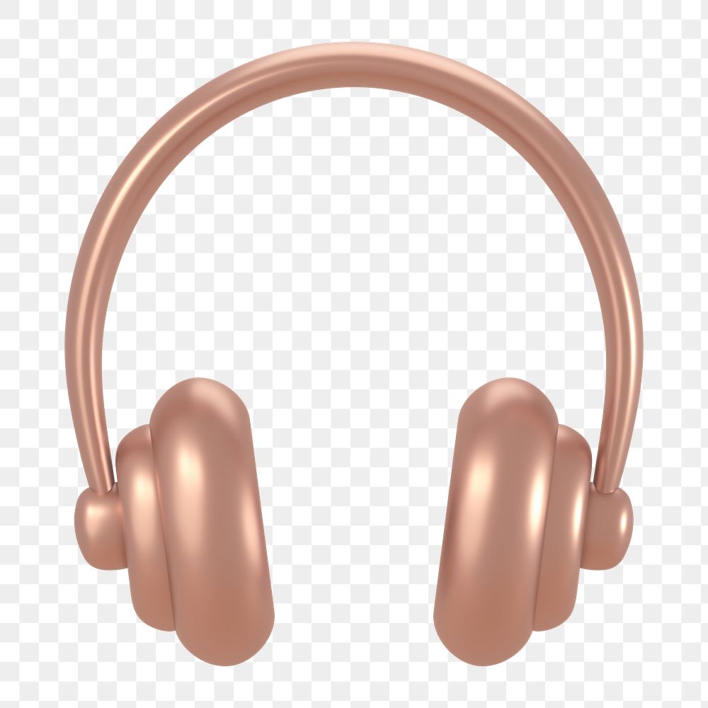 Headphones, music icon  png sticker, 3D rose gold design, transparent background