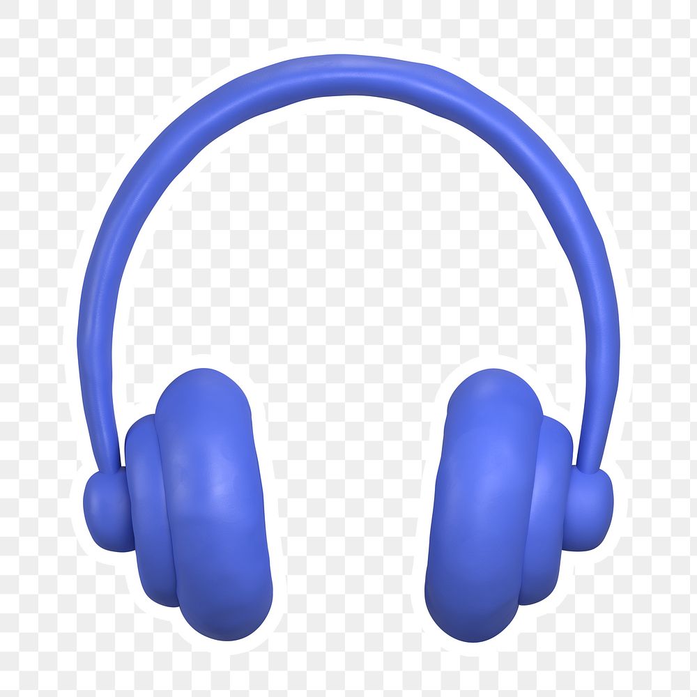 Blue headphones  png sticker, transparent background
