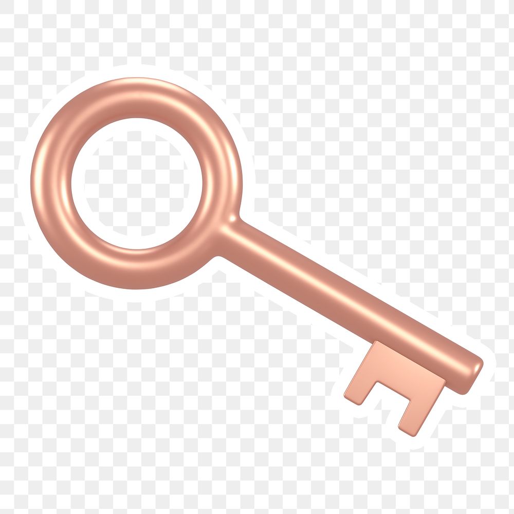 Pink key  png sticker, transparent background