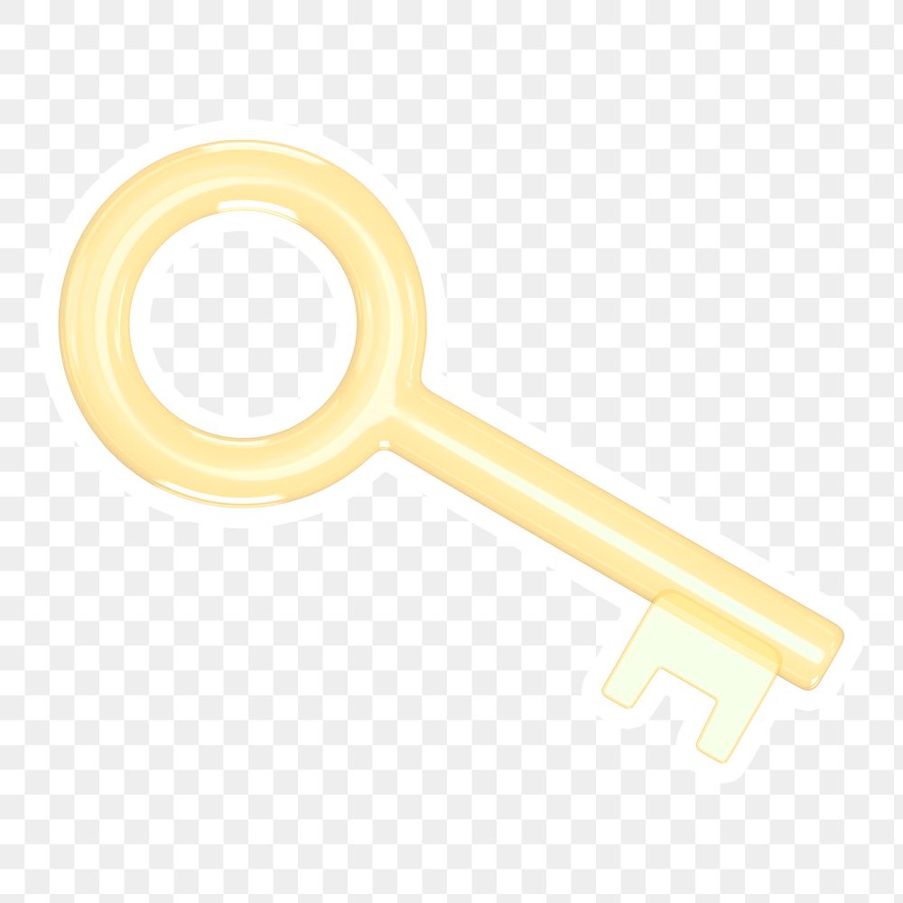 Gold key  png sticker, transparent background