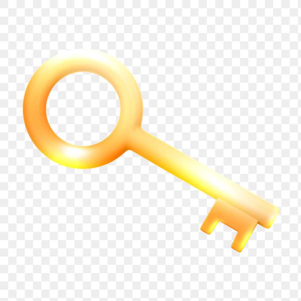 Key icon  png sticker, 3D neon glow, transparent background