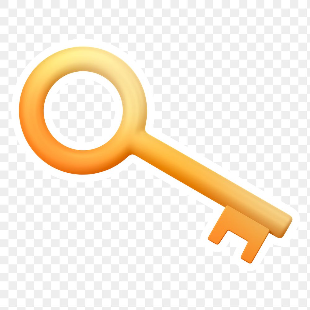 Yellow key  png sticker, transparent background