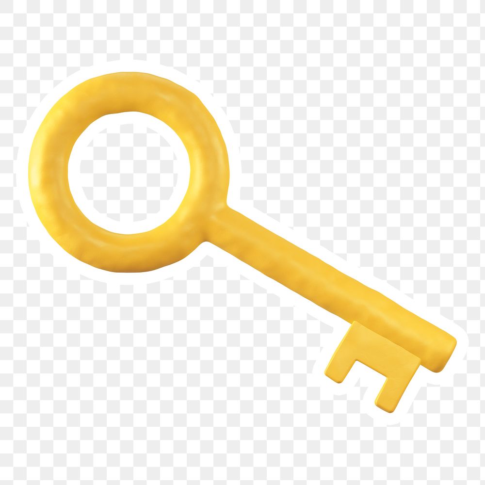 Yellow key  png sticker, transparent background