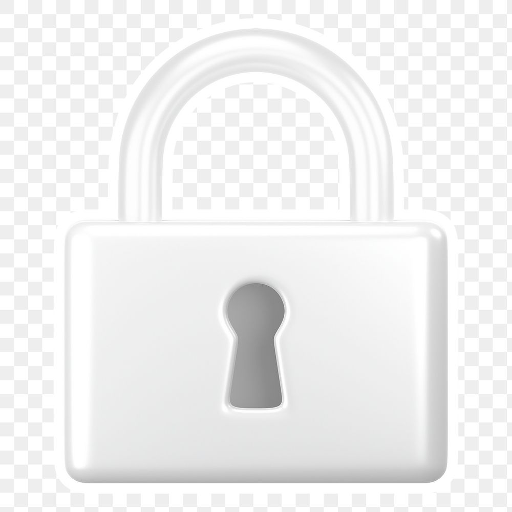 White padlock  png sticker, transparent background