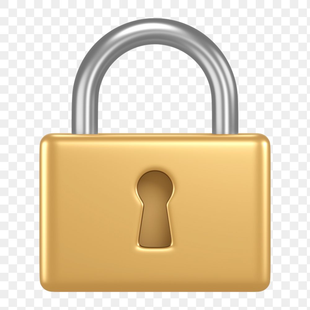 Lock icon  png sticker, 3D rendering illustration, transparent background