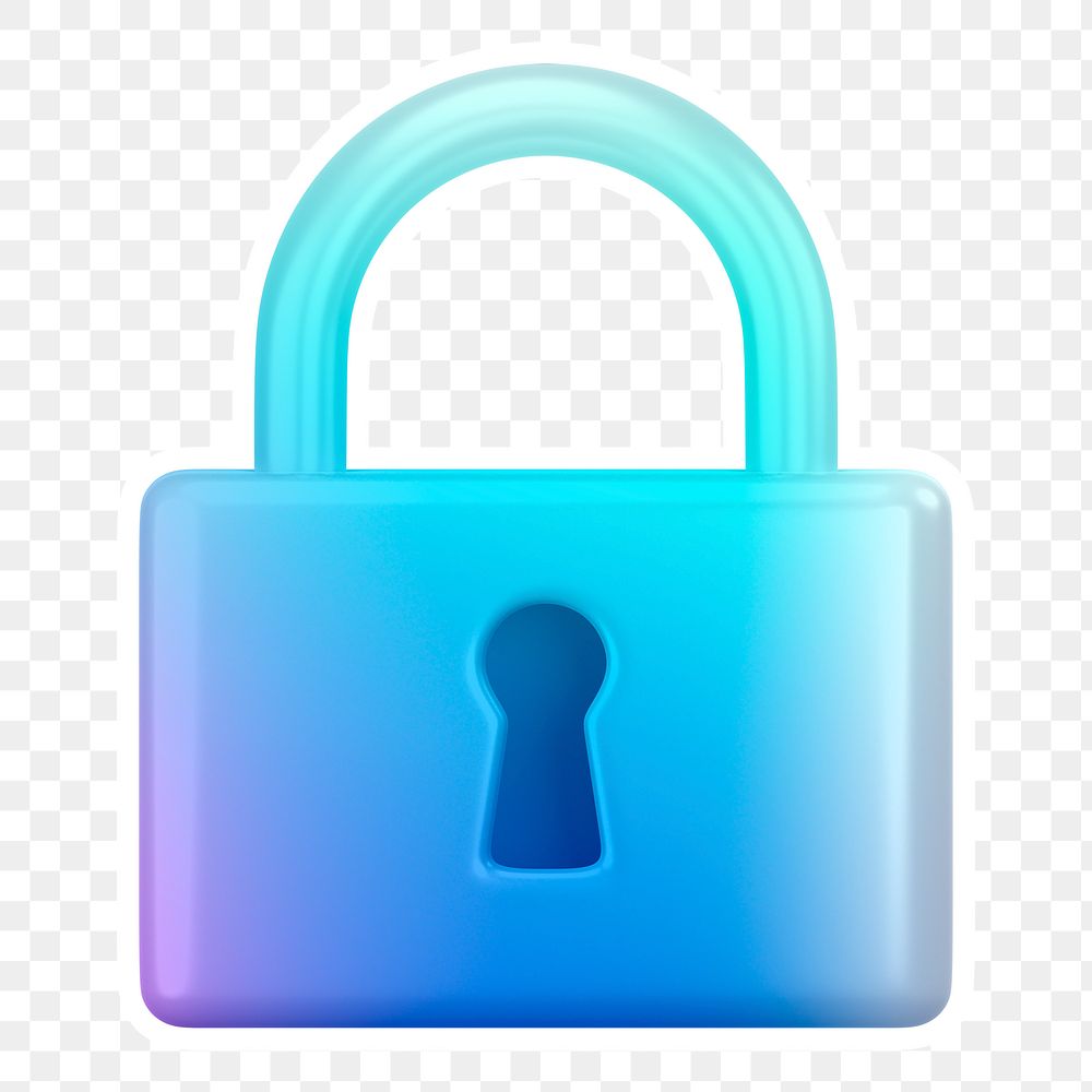 Blue padlock  png sticker, transparent background