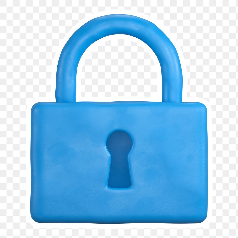 Blue padlock  png sticker, transparent background