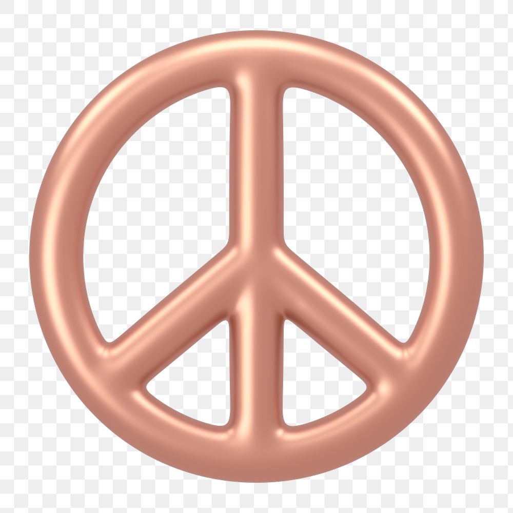 Peace icon  png sticker, 3D rose gold design, transparent background