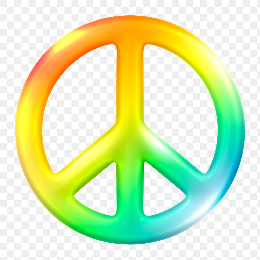 Peace icon  png sticker, 3D neon glow, transparent background