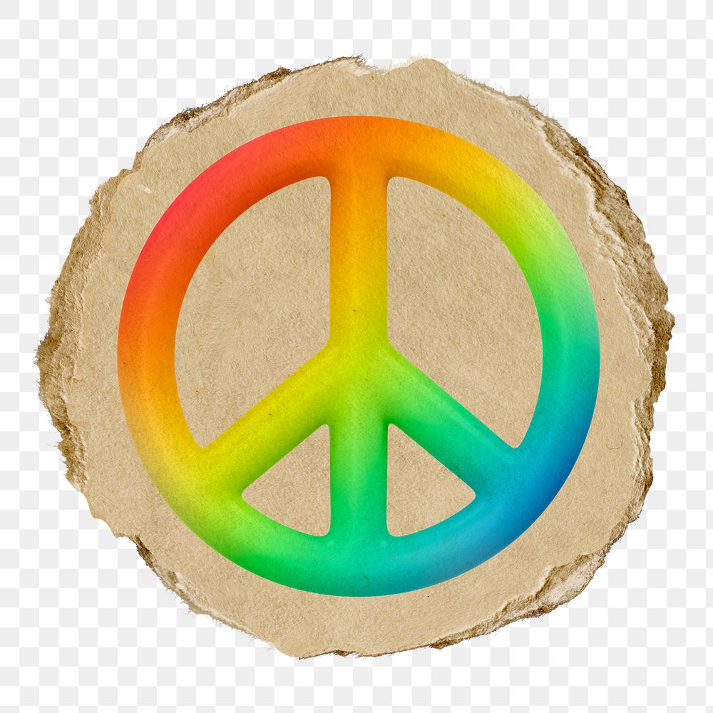 Peace symbol  png sticker,  3D ripped paper, transparent background