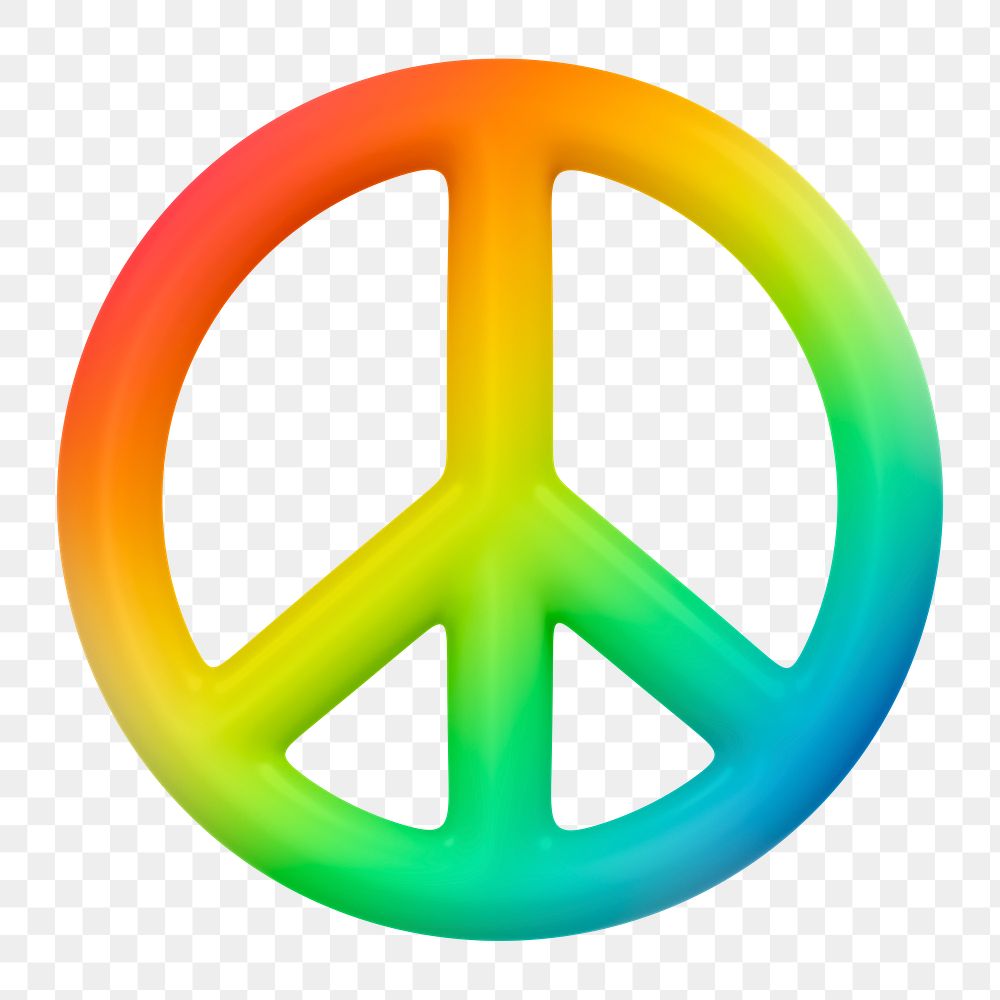 Peace icon  png sticker, 3D gradient design, transparent background