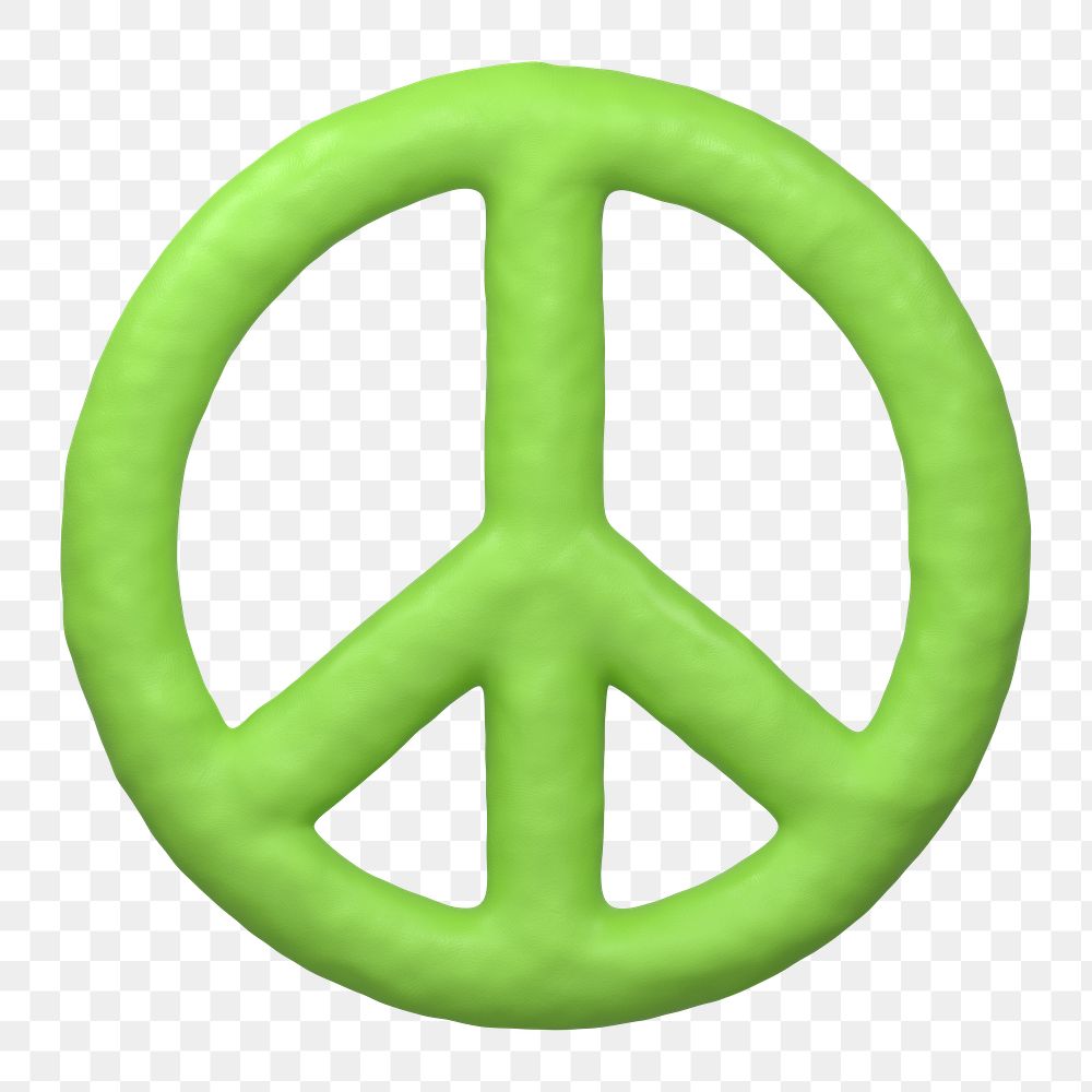Peace icon  png sticker, 3D clay texture design, transparent background