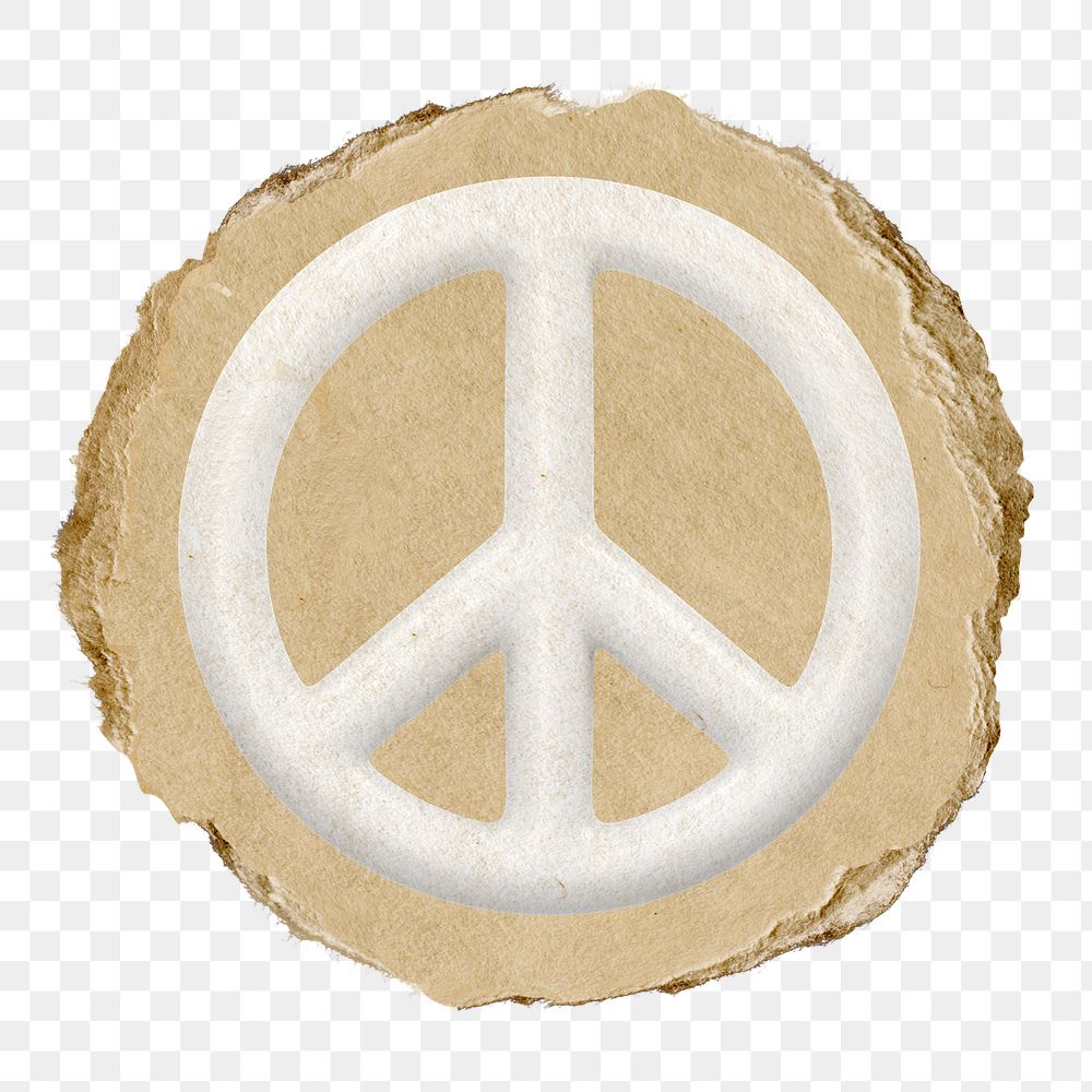 Peace symbol  png sticker,  3D ripped paper, transparent background