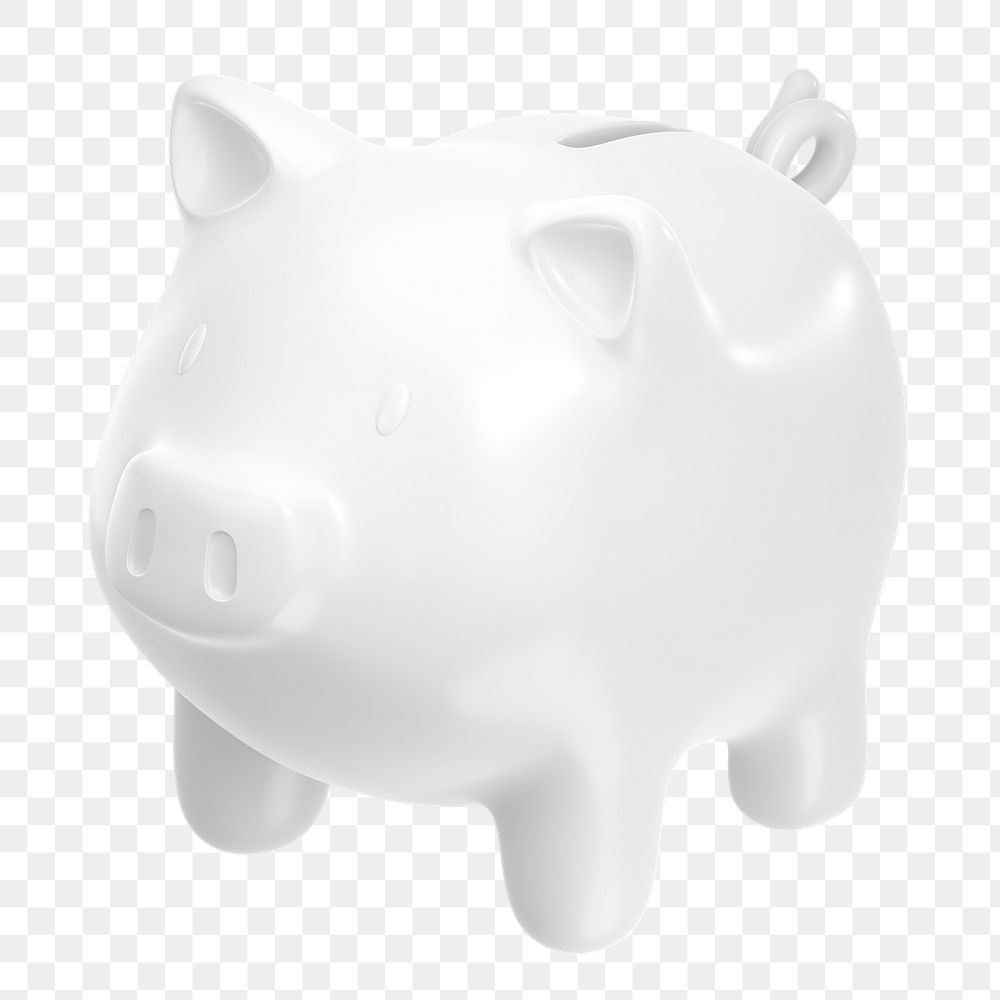 Piggy bank icon  png sticker, 3D minimal illustration, transparent background