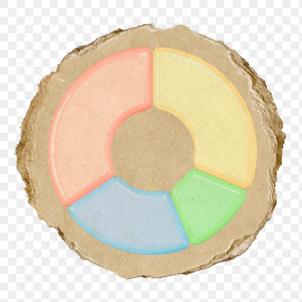 Pie chart  png sticker,  3D ripped paper, transparent background