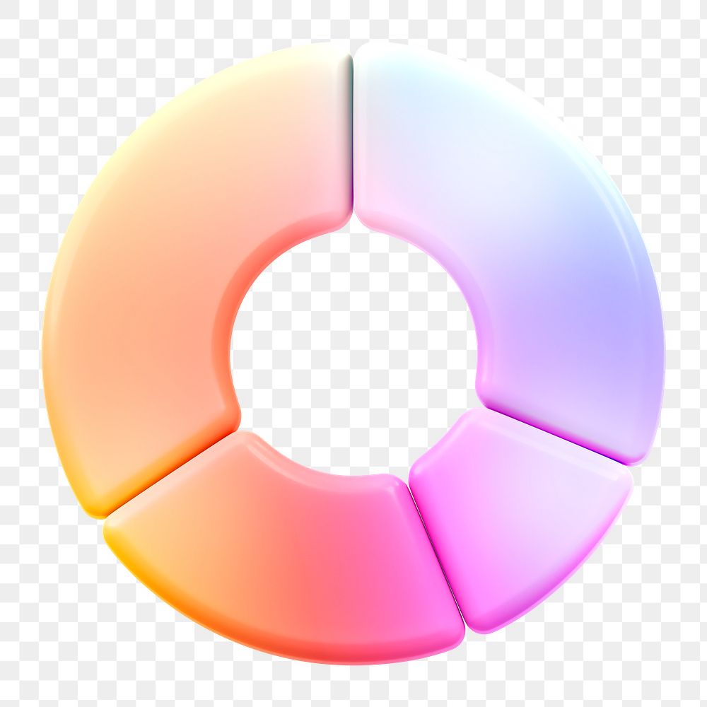 Pie chart icon  png sticker, 3D neon glow, transparent background