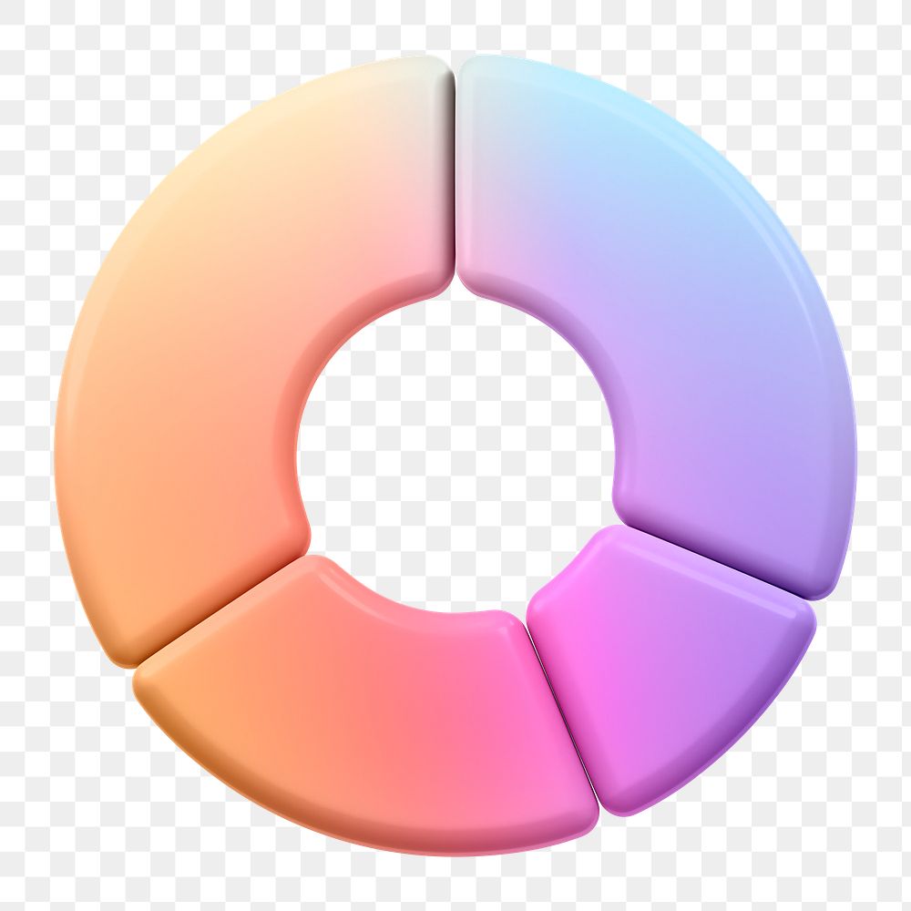 Pie chart icon  png sticker, 3D gradient design, transparent background