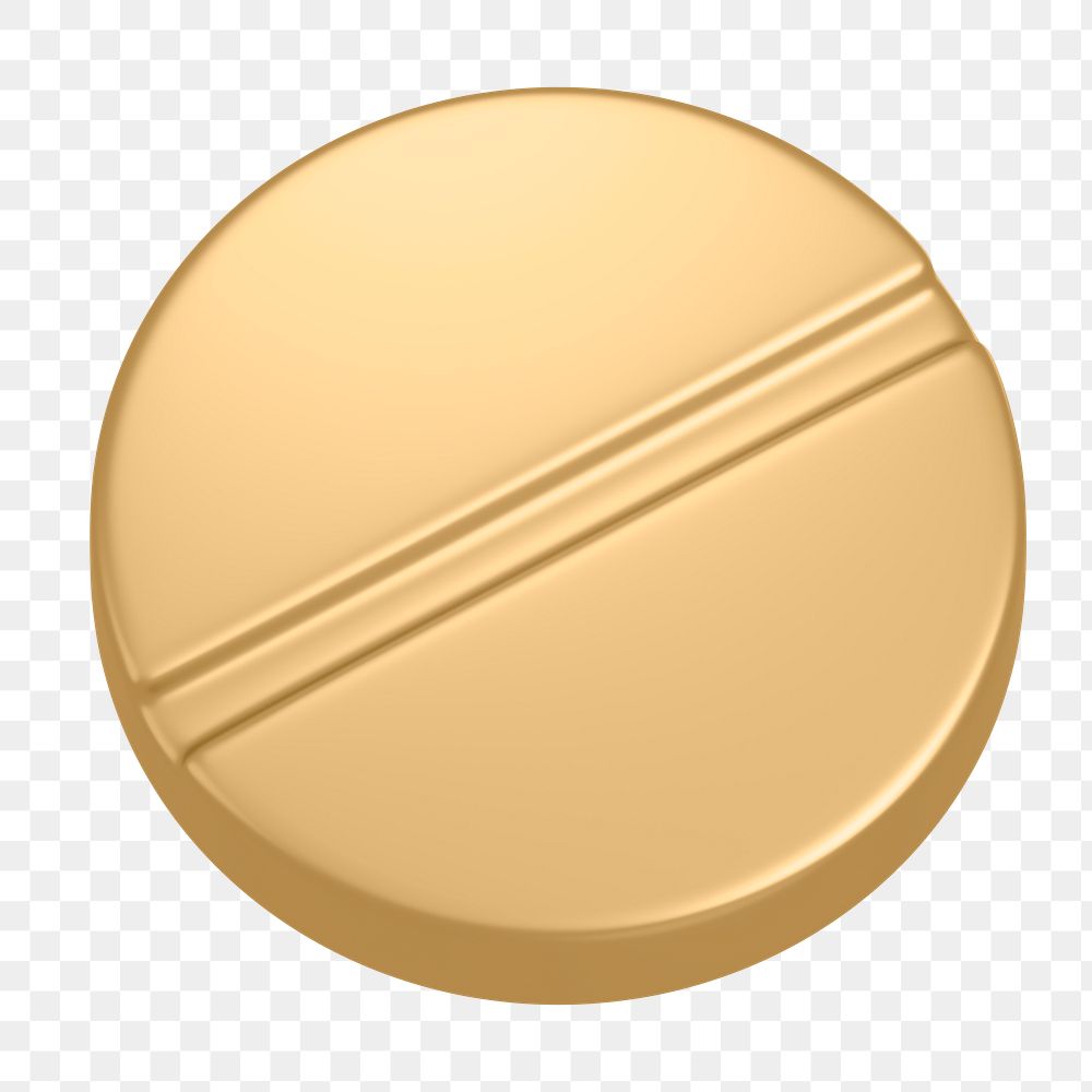 Medicine icon  png sticker, 3D gold design, transparent background